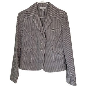 St. John Sport Gray/White striped Jacket, Petite